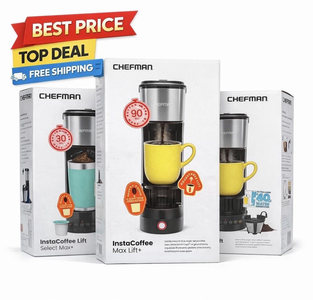 Chefman InstaCoffee Lift Select Max+ Single Serve Pod & Ground Coffee Maker